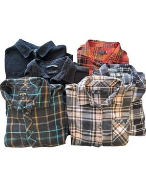 Bundle of 6 Flannel Button Down Shirts Small, Medium, Large Men and Women